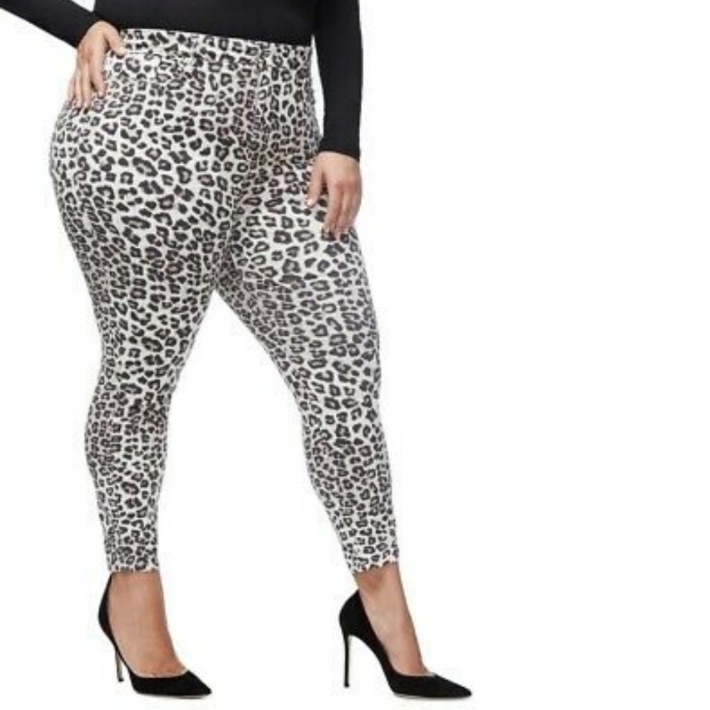 Good American Good Waist Size 18 Leopard Print Skinny Jeans